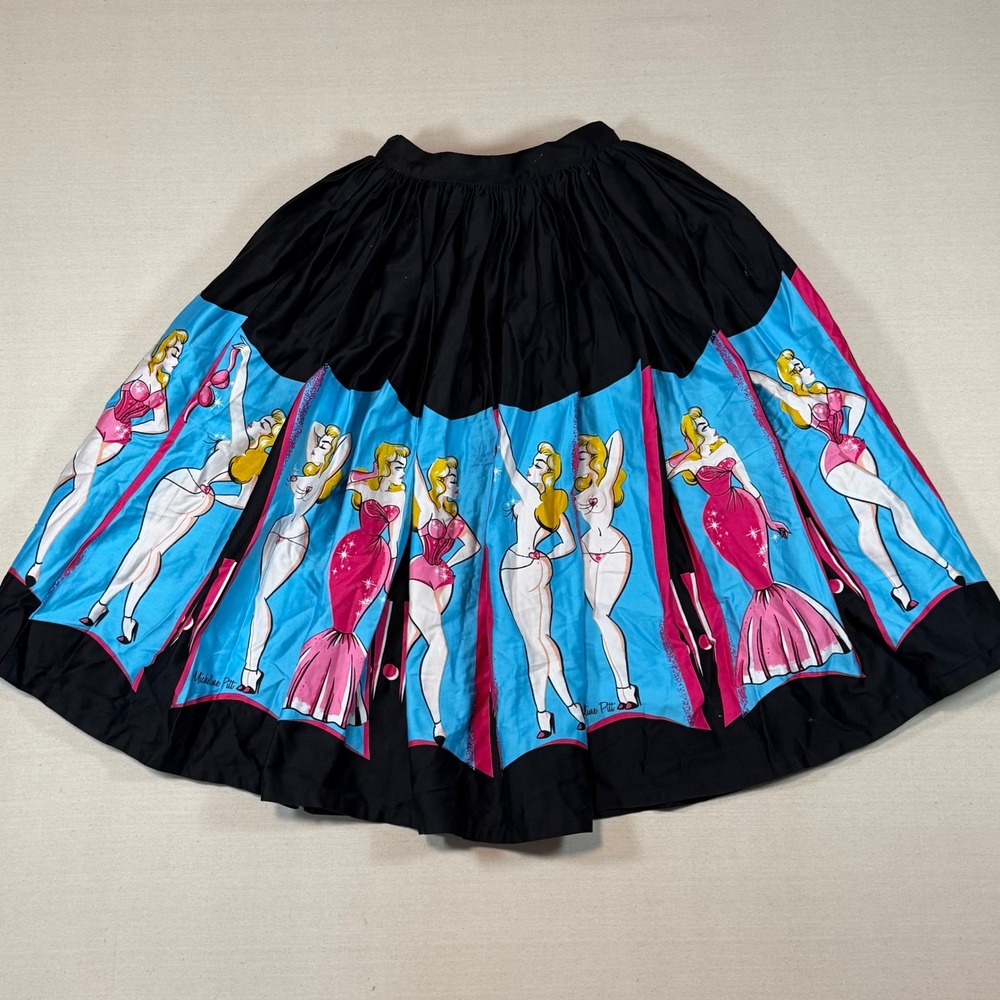 Pinup Couture Micheline Pitt Burlesque Pinup Girl Swing Skirt Black XS Retro USA